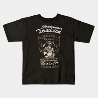 Maintenance Technician High School Diploma Kids T-Shirt